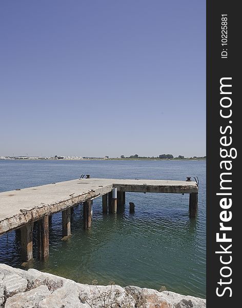 Old pier on the Portugal/Spain border