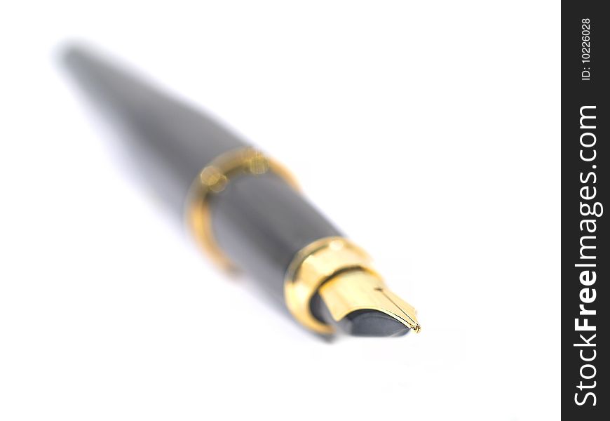Black fountain pen with gold nib