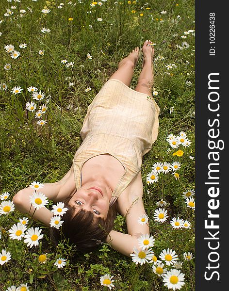 The portrait of girl in the middle of flower (relaxation). The portrait of girl in the middle of flower (relaxation)
