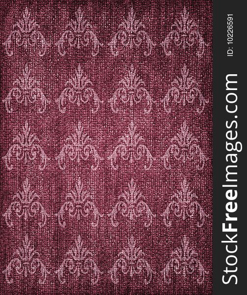 Shabby, textile background with a patterned, burgundy color