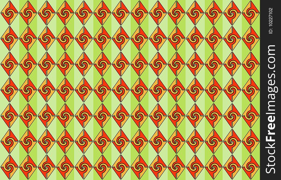 Green red orange geometric pattern. Green red orange geometric pattern