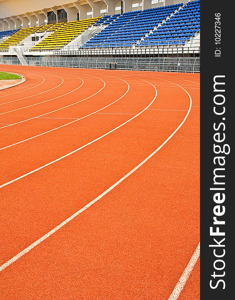 Racing lane and seats in stadium