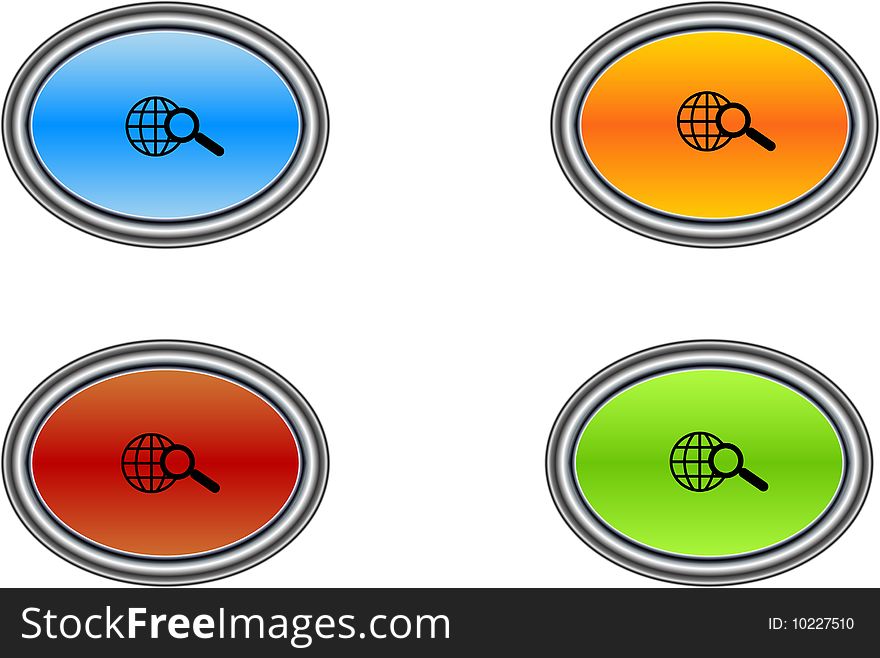 Four search buttons different colours for web