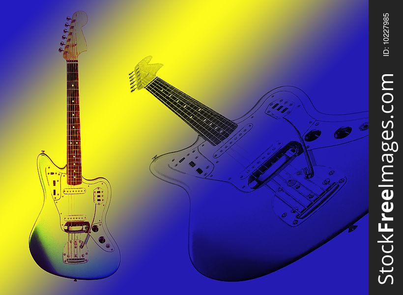 Illustration of two electric guitars