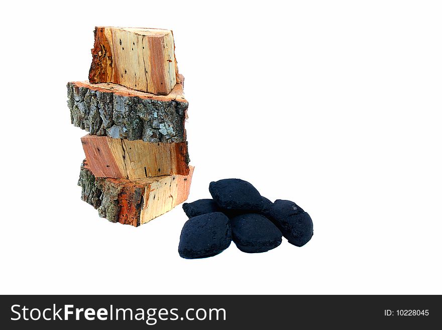 Oak wood and charcoal for flavorful taste of meats on grill