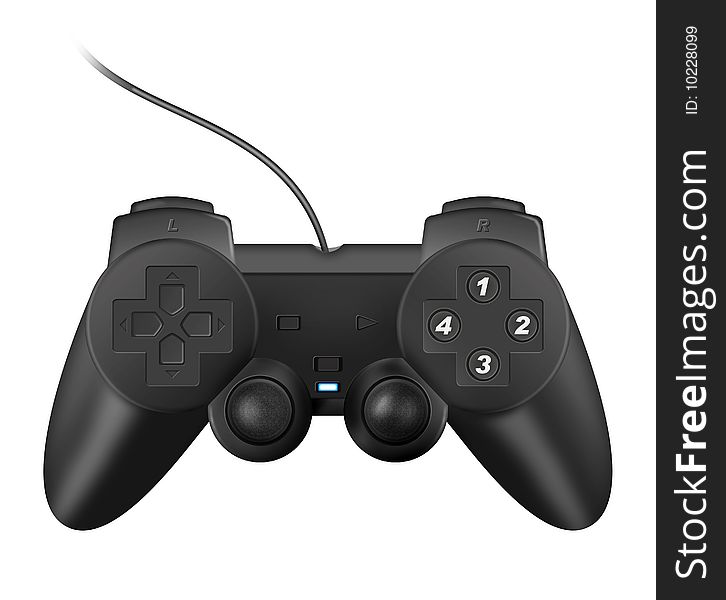 Realistic illustration: black joypad isolated on white background. Realistic illustration: black joypad isolated on white background