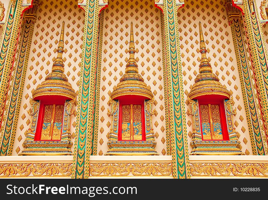 Buddhist church in traditional Thai style art. Buddhist church in traditional Thai style art