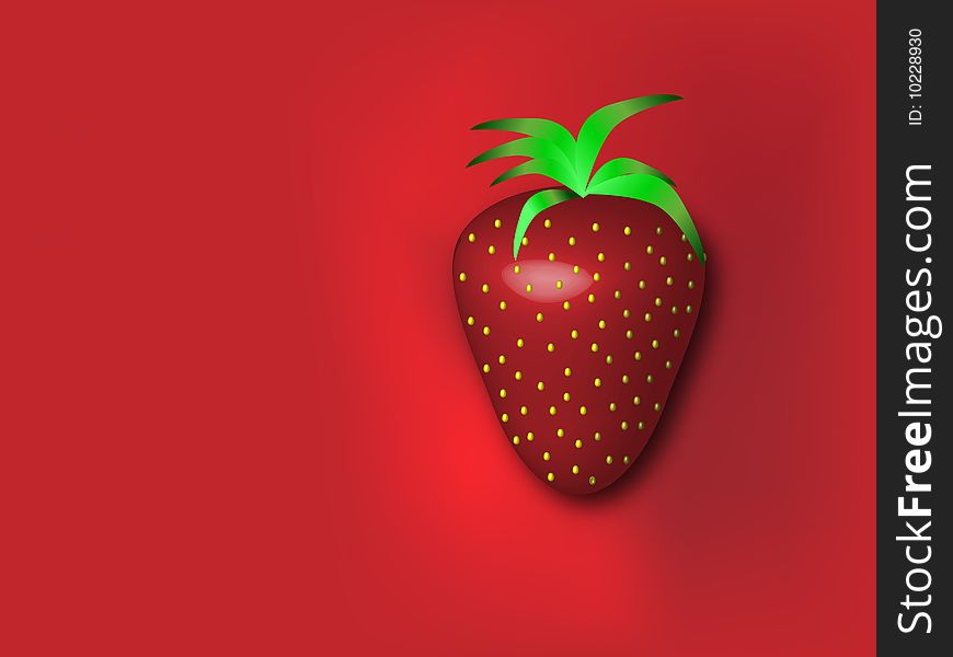 Detailed 3D strawberry on red