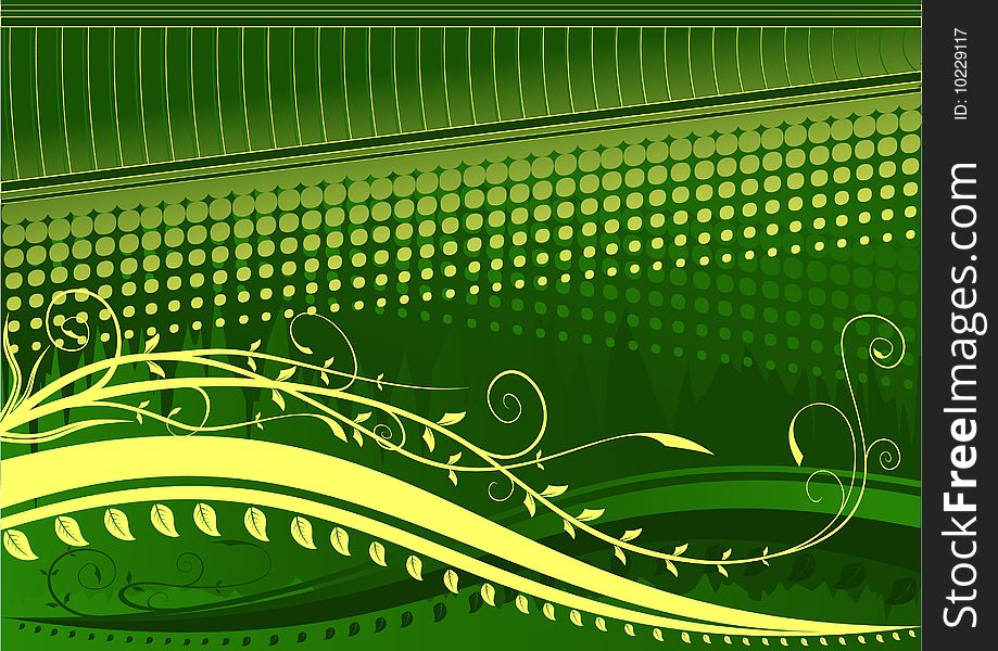 Green abstract background with floral elements. Additional vector format in EPS (v.8). Green abstract background with floral elements. Additional vector format in EPS (v.8).