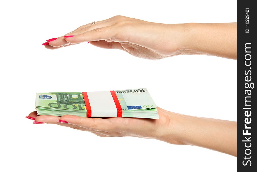 Woman hand Holding Money