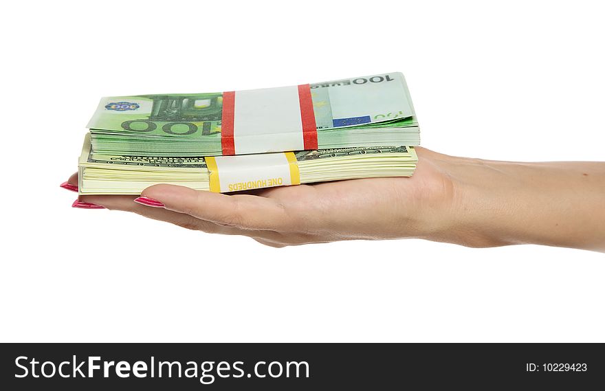 Woman hand Holding Money