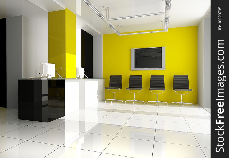 Modern interior of office 3 d render. Modern interior of office 3 d render