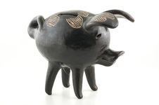 Black Ceramic Piggy Bank. Royalty Free Stock Image
