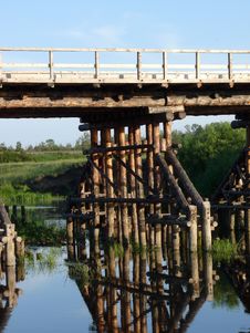 Wooden Bridge Footing Stock Photo