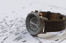 Watch Compass And Map Royalty Free Stock Photography Watch Compass And Map Royalty Free Stock Photography