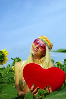 Beautiful Blonde In Pink Glasses Stock Image Beautiful Blonde In Pink Glasses Stock Image