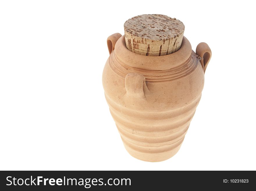 Jug with a cork isolated on white