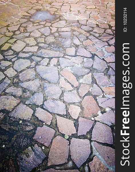 Outdoor pavement made of stones