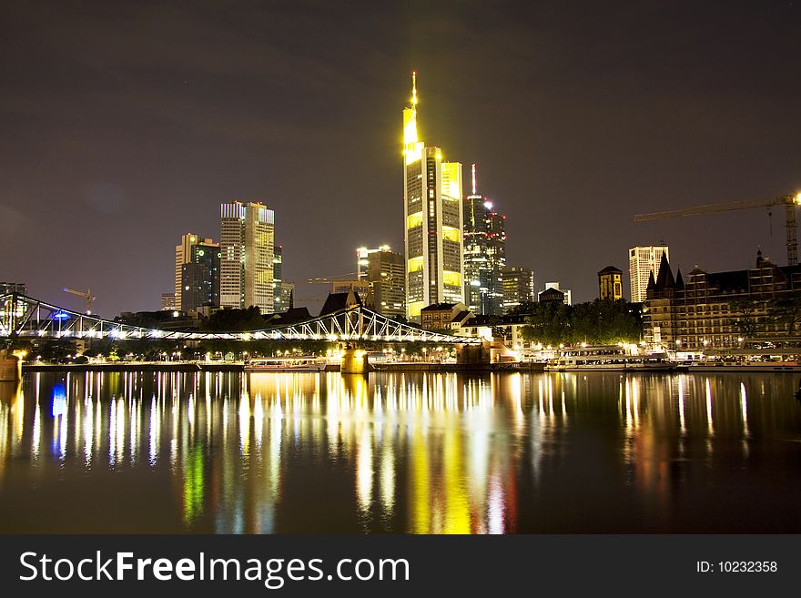 The Frankfurt skyline at night