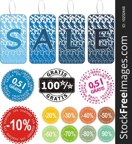 Set of colorful  sale stickers, stamp and labels. Set of colorful  sale stickers, stamp and labels