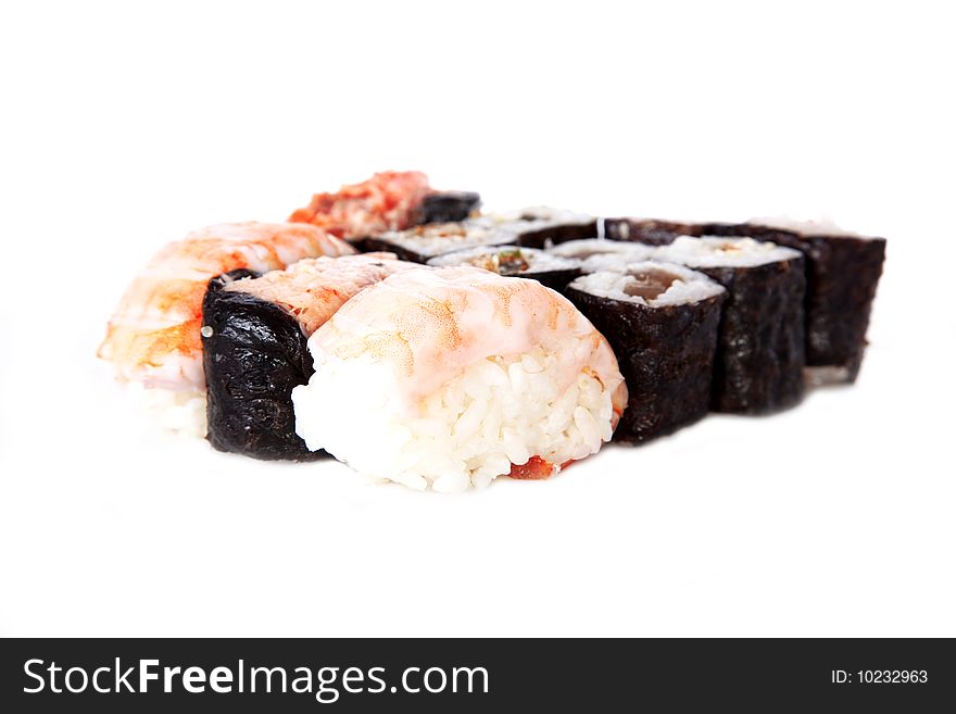 Japanese traditional sushi  isolated on white