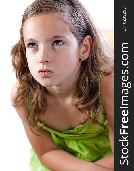 Young girl with pouted lips and angry eyes. Young girl with pouted lips and angry eyes
