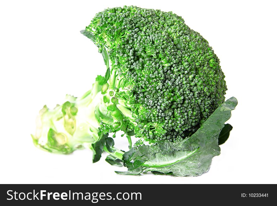 Green broccoli isolated on white