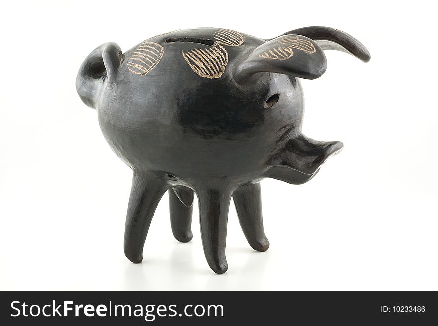 Black ceramic piggy bank, on white backgroun. Black ceramic piggy bank, on white backgroun.