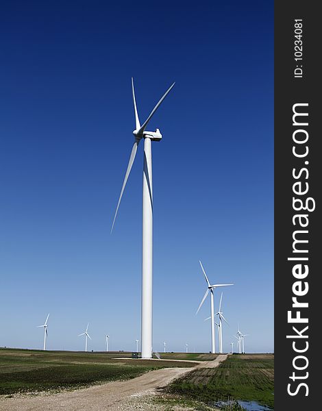 Wind farm on a dirt road. Wind farm on a dirt road