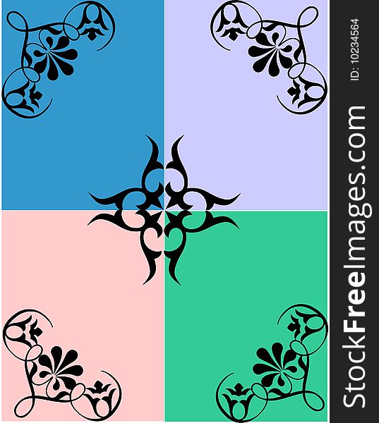 Floral pattern with color square background