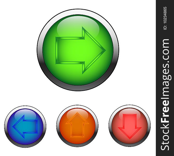 Navigation color buttons with arrows. Navigation color buttons with arrows