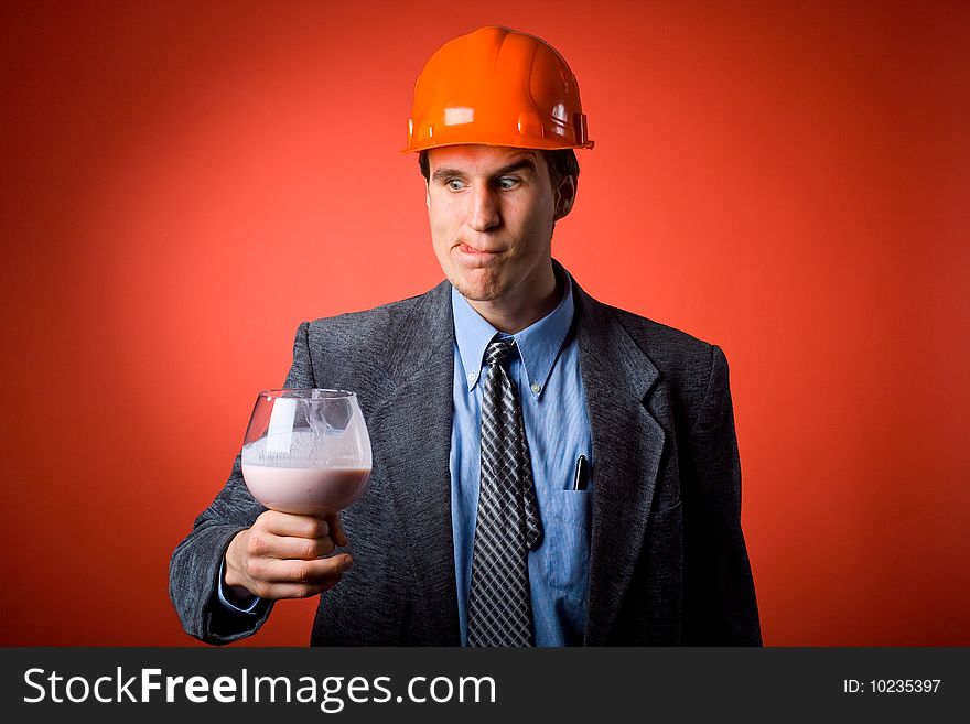 The man in a helmet and yoghurt