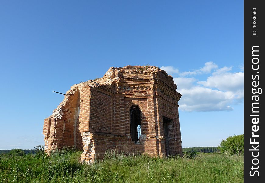 Destroyed chapel in Russian out-of-the-way place.