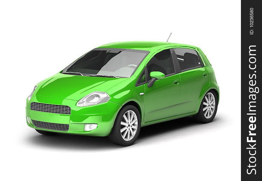 New glossy car realistic 3d render on white background with shadow. New glossy car realistic 3d render on white background with shadow