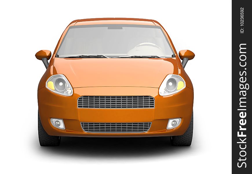 Orange Small Car Front View