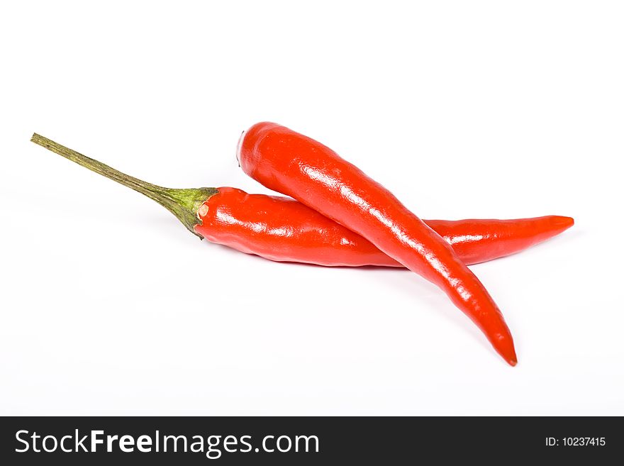 Red hot chili pepper on the white background