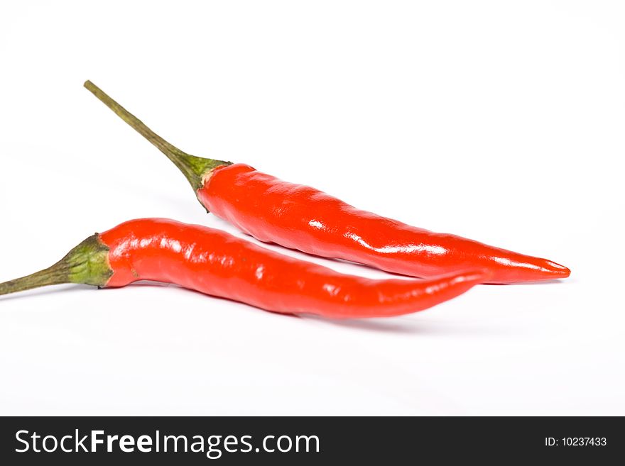 Red hot chili pepper on the white background