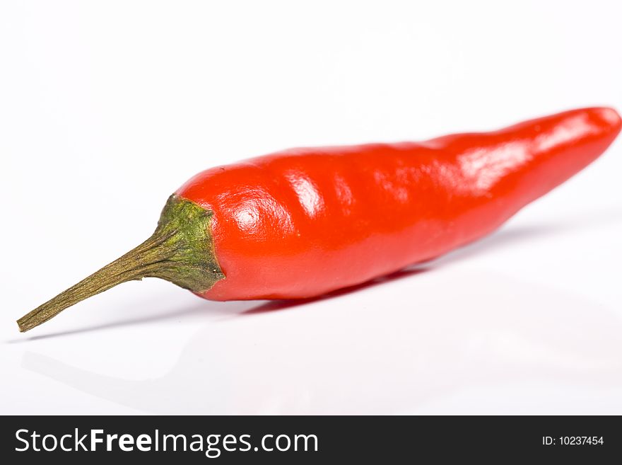 Red hot chili pepper on the white background