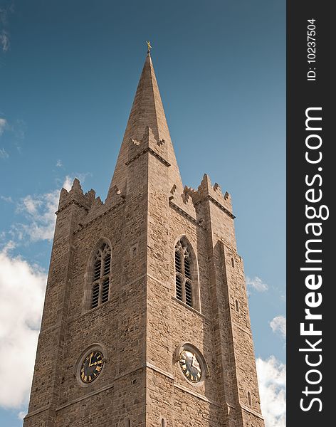 Image of St. Patrick's Cathedral in Dublin, Ireland, on bright day.