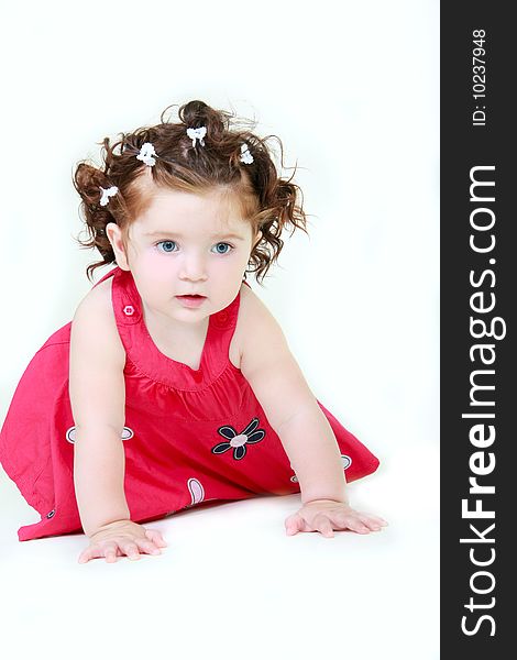 Cute toddler over white background