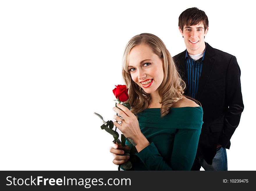 Happy Couple With Rose
