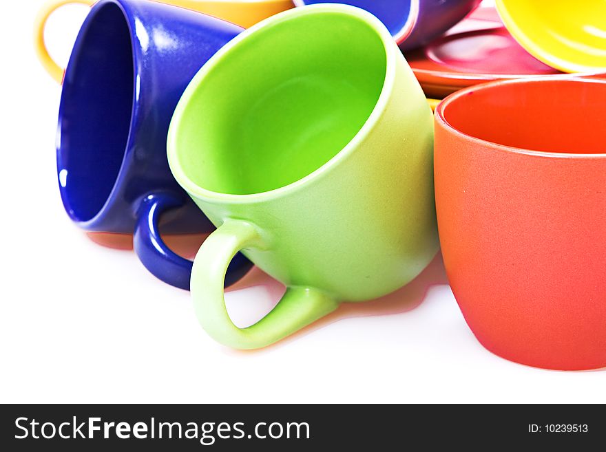 Color cups isolated on white.