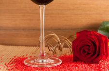 Red Rose And Wine Glass Royalty Free Stock Image Red Rose And Wine Glass Royalty Free Stock Image