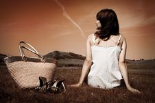 Woman Sit On Grass Royalty Free Stock Image Woman Sit On Grass Royalty Free Stock Image