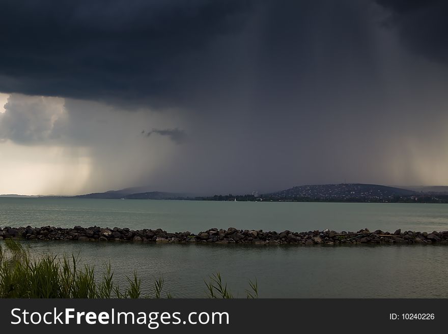 Storm over the lake Balaton-Hungary
