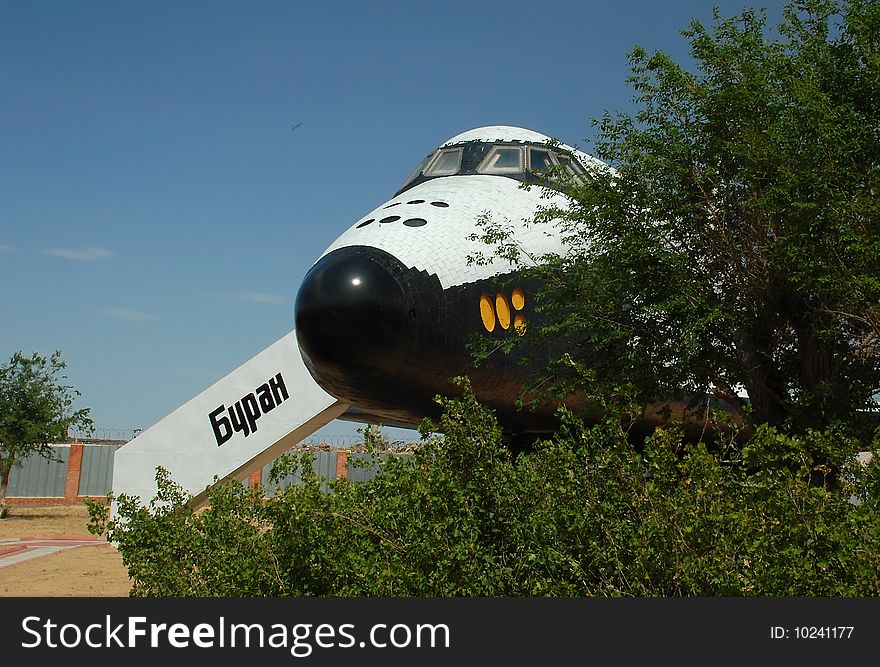 Buran orbiter, the first and the only Russian manned reusable space vihicle, is parked at Baikonur, Kazakhstan. Buran orbiter, the first and the only Russian manned reusable space vihicle, is parked at Baikonur, Kazakhstan.