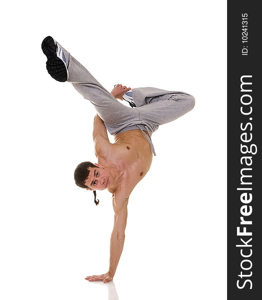 Acrobat posing isolated on white. Acrobat posing isolated on white.