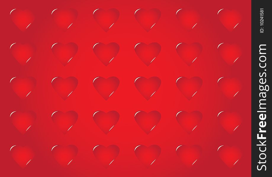 A lot of hearts on a red background. A lot of hearts on a red background