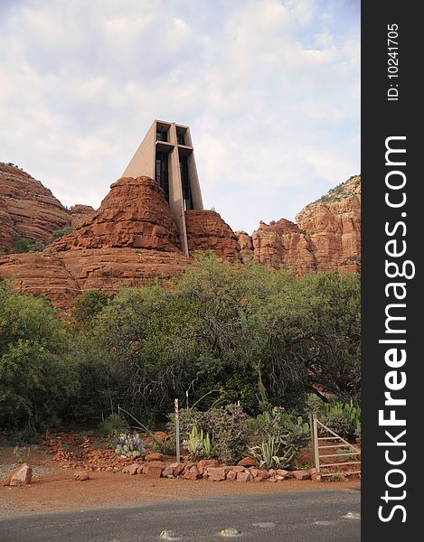 Chapel of the Holy Cross built within the red rock formations in Sedona Arizona. Chapel of the Holy Cross built within the red rock formations in Sedona Arizona