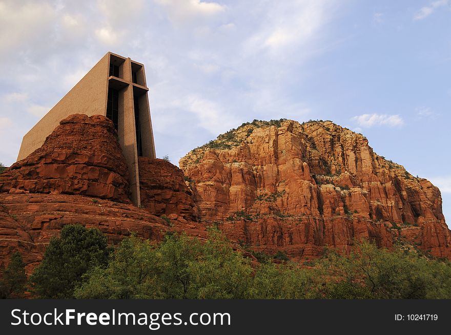 Chapel of the Holy Cross built within the red rock formations in Sedona Arizona. Chapel of the Holy Cross built within the red rock formations in Sedona Arizona